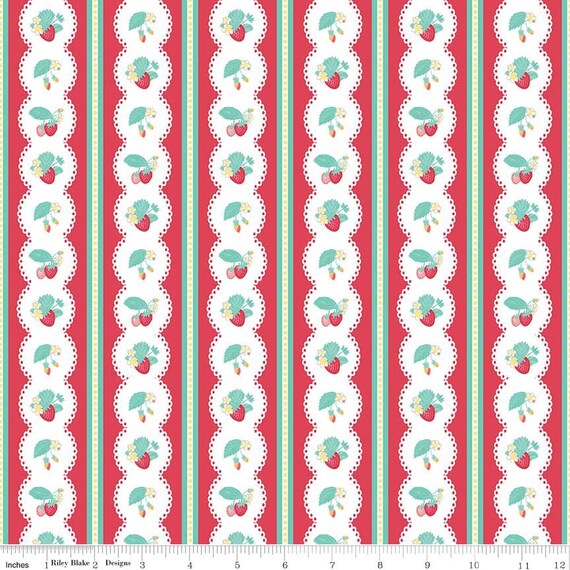 fabric shabby strawberry strawberries and blossoms stripe by fabric shabby strawberry strawberries and blossoms stripe by