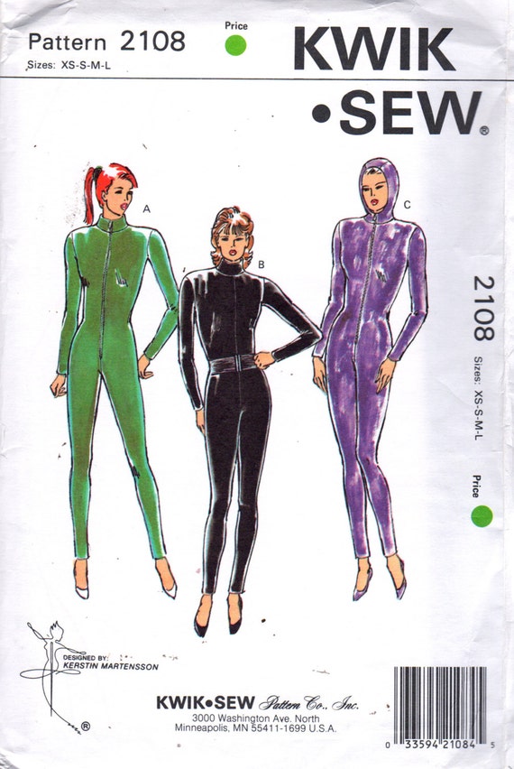 Kwik Sew 2108 Misses Sexy CAT SUIT Pattern Zip Front or Back