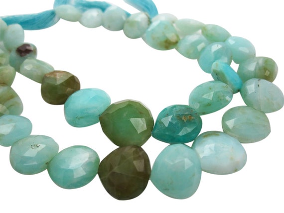 Peruvian Blue Opal Briolette Beads Faceted Heart Briolettes