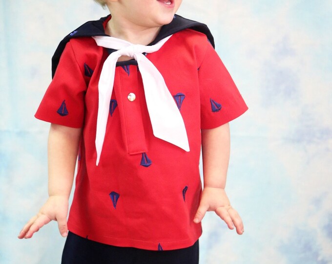 Baby Boy Sailor Outfit - Nautical Birthday - Toddler Clothes - Cake Smash - First Birthday - Photo Prop - sizes 6 to 24 months
