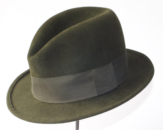 Green Felt Fedora Hat For Men Hunter Green Hat Men's Dress