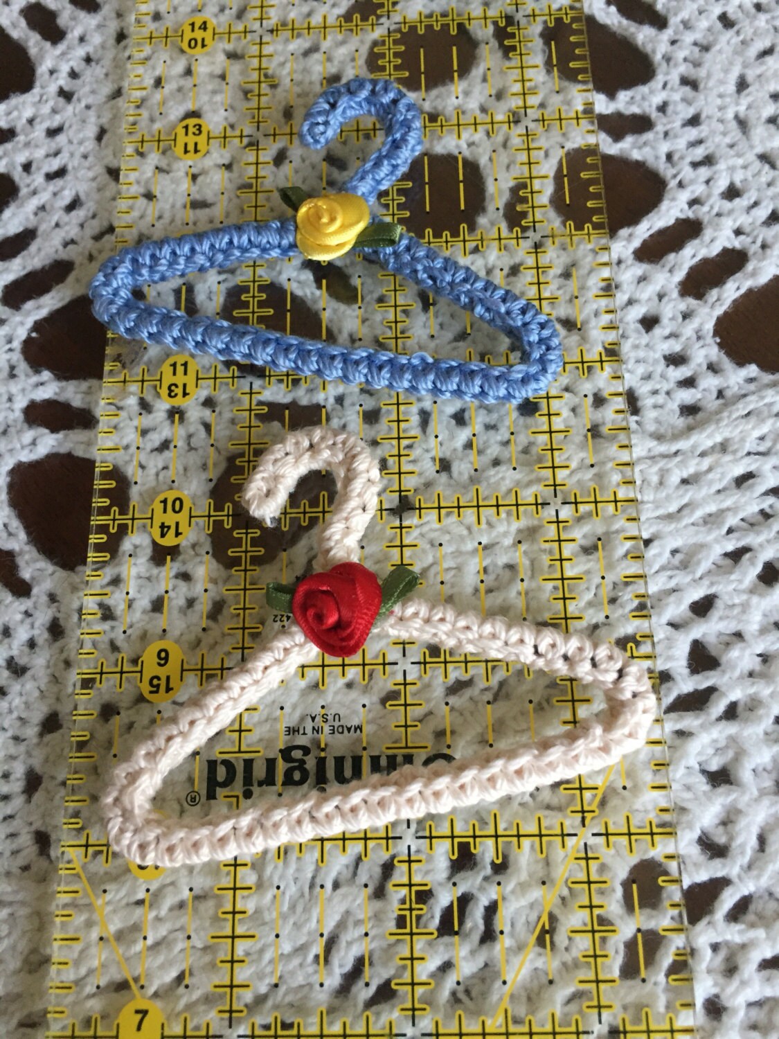 Crocheted Miniature Wire Hanger for Paper Doll by siblingarts