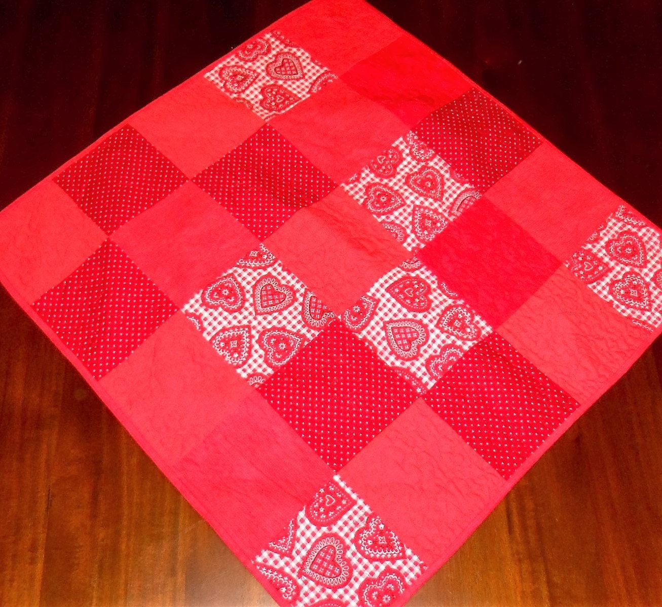 Quilted Table Runner Square Table Topper Dining Table Decor