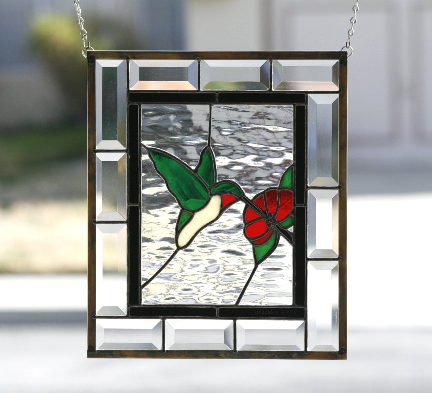 HUMMINGBIRD Stained Glass Window Panel Stain Glass Stained