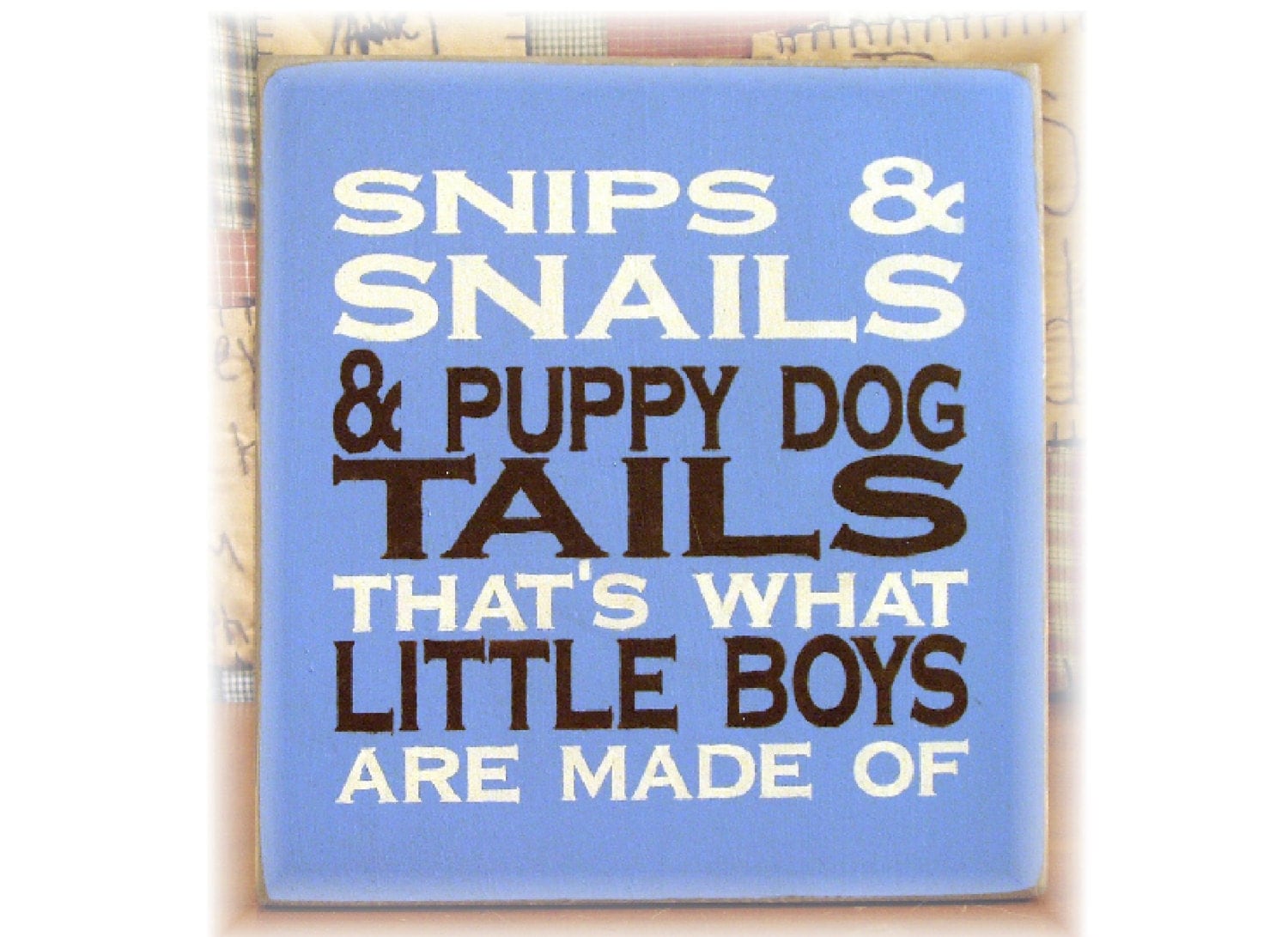 Snips and snails and puppy dog tails thats what little boys