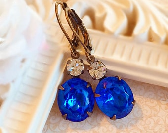 Best Gifts for Wife - Sapphire Earrings - Victorian Jewelry - Blue Earrings - Victorian Earrings - MYSTERE Sapphire