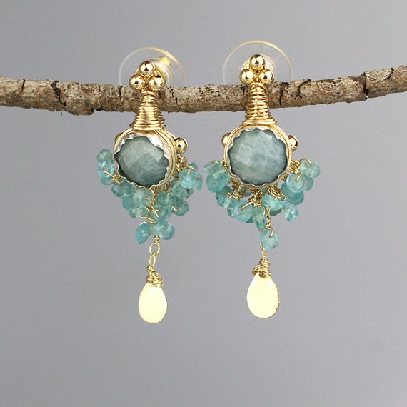 Aquamarine Stud Earrings Aquamarine Statement Earrings