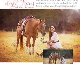 Photoshop Action | Overlays - Warm Rose Light Flares - Photography Editing Made Easy With This One (atn) Action to Install on Your Computer.