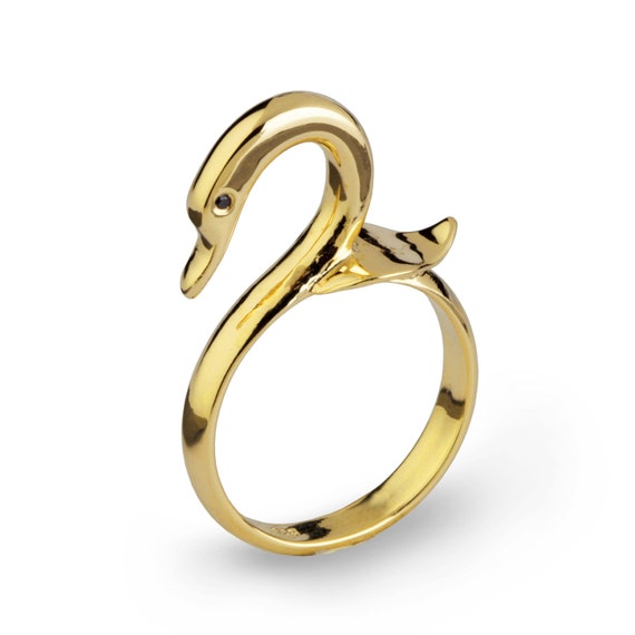 SWAN Ring Gold Swan Jewelry Unique Gold Ring 14k Gold