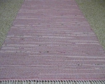 Handwoven Pink Rag Rug 25 x 50