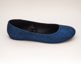 Glitter Sapphire Blue Ballet Flat Slipper Custom by princesspumps