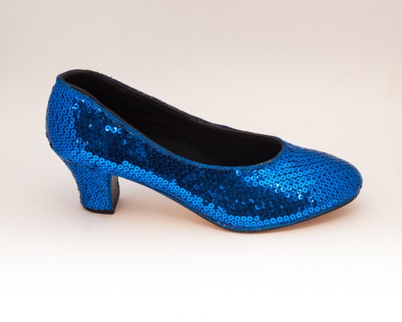 Sequin Sapphire Blue French High Heels Pumps by by princesspumps
