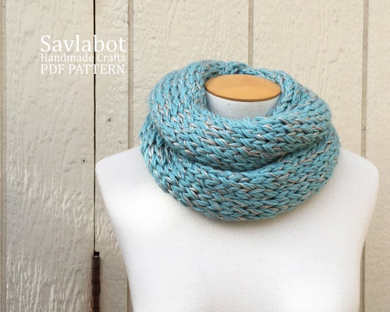 knit pattern PDF infinity scarf- knit cowl pattern - knit ...