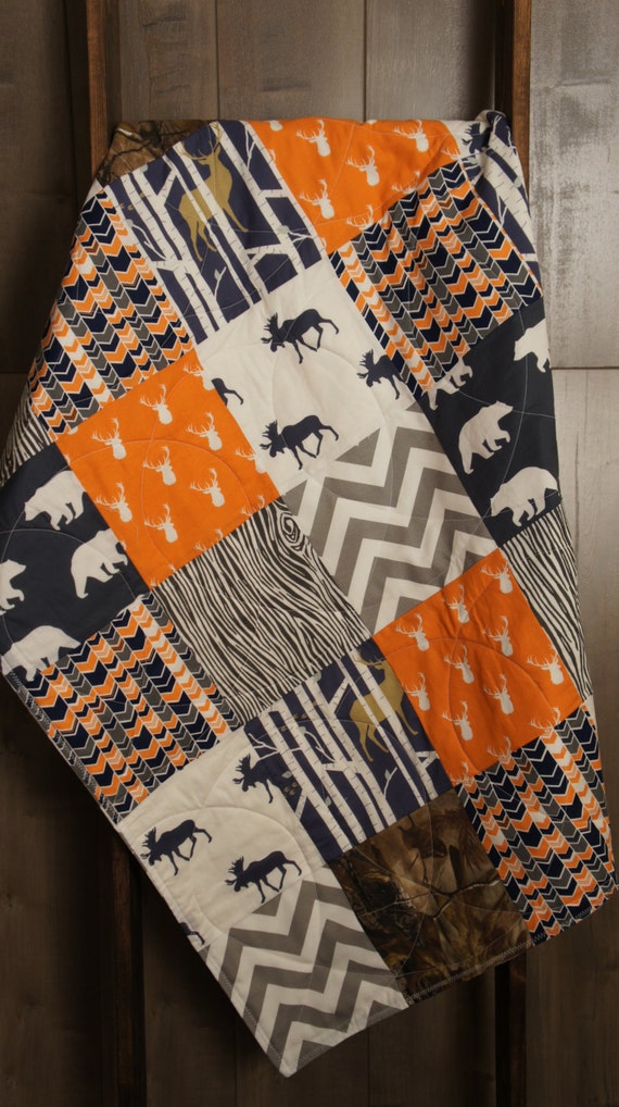 Baby Boy Hunting Quilt Baby Quilt Woodland Deer by Babylooms