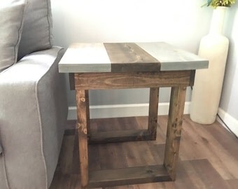 wood side table, gray end table, nightstand, handmade furniture, gray room, square table, reclaimed wood, rustic furniture, farmhouse decor