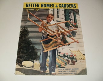 Vintage Better Homes and Gardens Magazine July 1939 - Scrapbooking, Paper Ephemera, Cool 1930s Vintage Ads