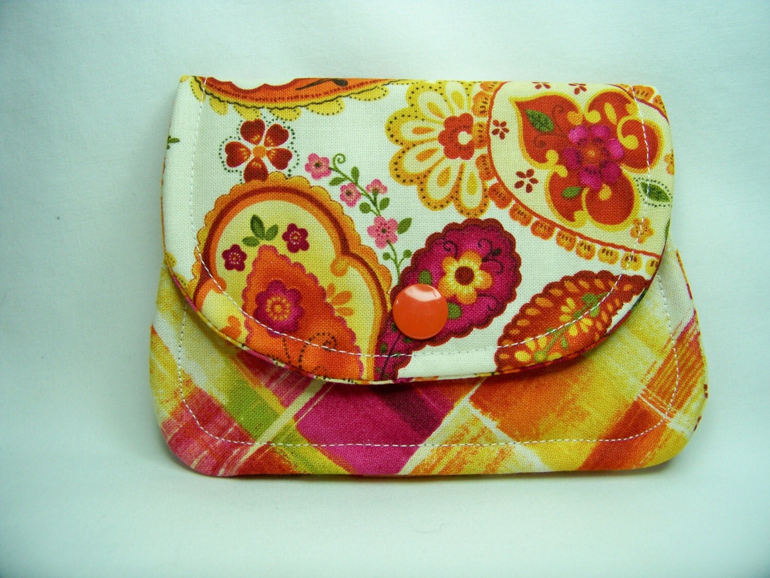 Card Keeper in Tossed Paisley on Cream Credit Card Caddy