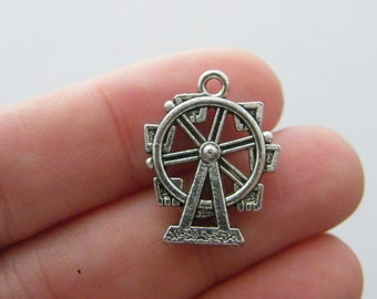 4 Ferris wheel pendants antique silver tone P457