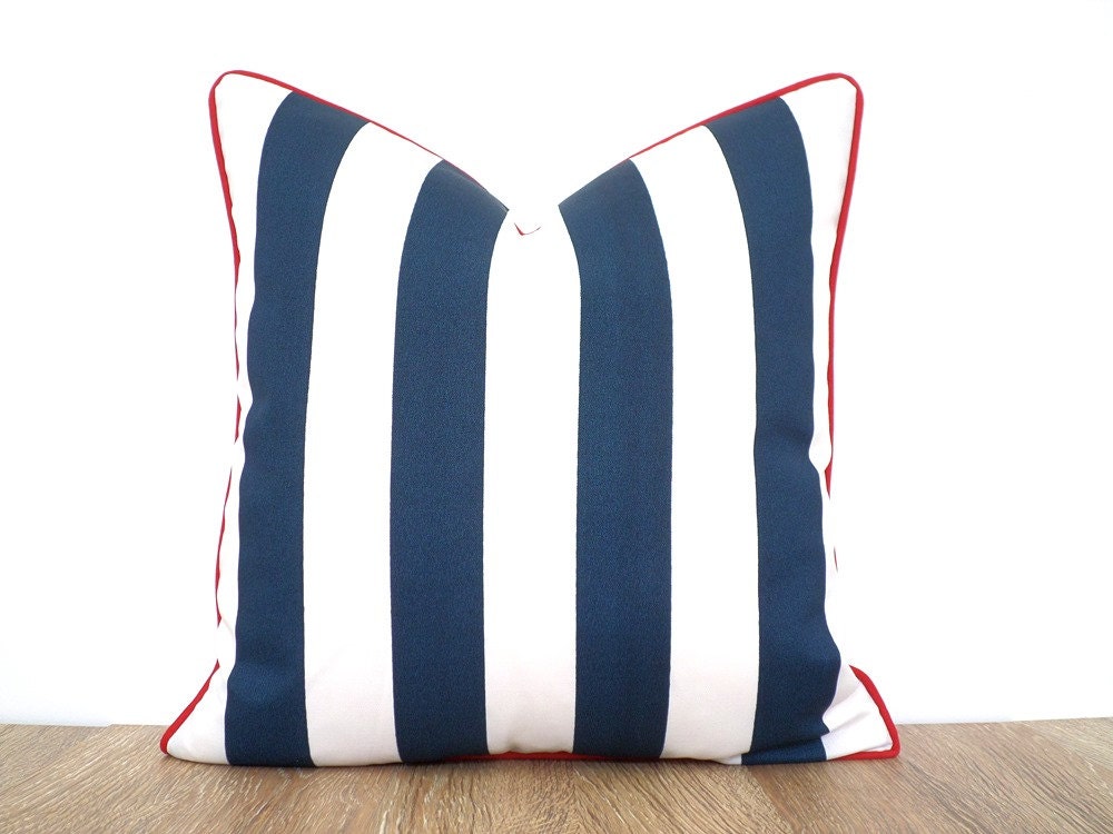 Blue stripe pillow cover garden decor blue and white outdoor