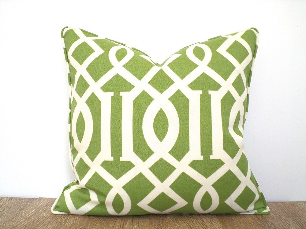 Green outdoor pillow case 18x18 geometric cushion by anitascasa