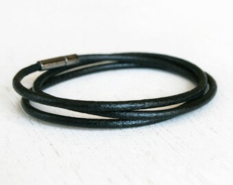Plain Leather Bracelet - Double Wrap Leather Bracelet - Triple Wrap Leather Bracelet