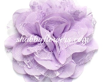 Lavedner Chiffon & Lace Flower, Shabby Chic Flower, 4 inch flower, Headband Supplies, Arabella Flower