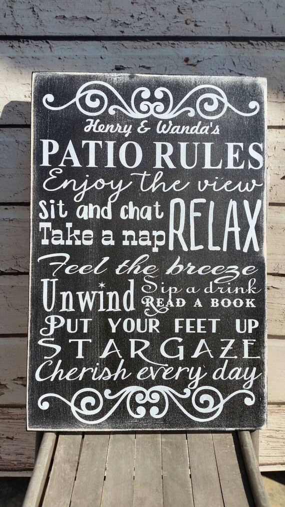 Patio Rules Sign CUSTOM Patio Extra Large Custom Rustic Rules