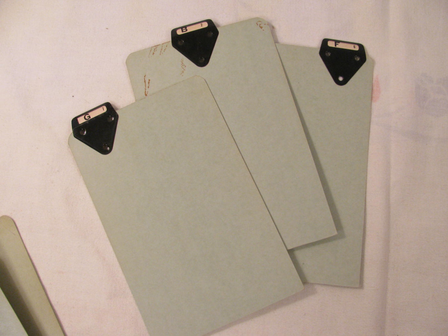 Vintage File Index Cards w/ Metal Tabs Heavy Paper Board