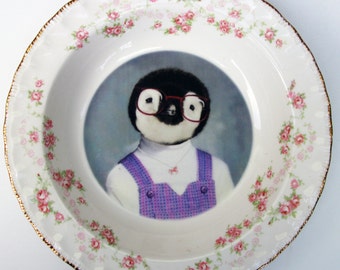 Portrait Bowl.   Penelope the Penquin, School Portrait  8"