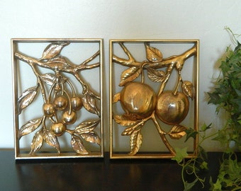 Syroco Gold Fruit Wall Plaques