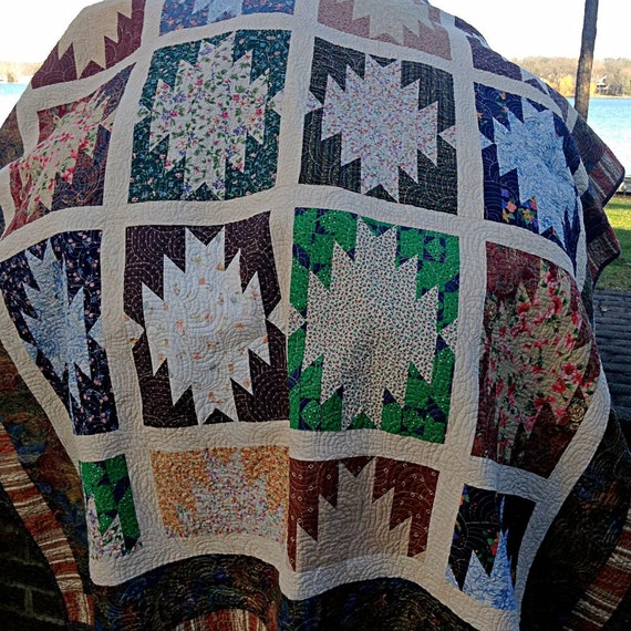 Handmade Scrappy Mountain Majesties Quilt 68 by DocksideDesigns