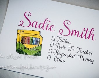 School Days Money or Note Envelopes - Custom Made