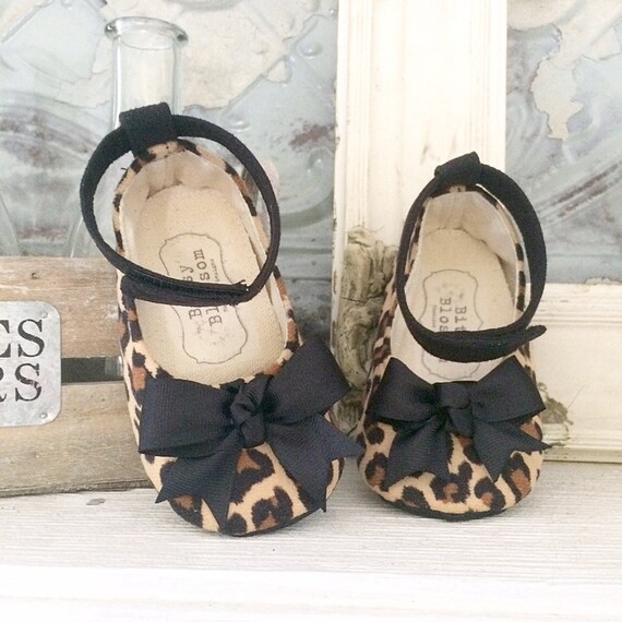 Leopard Print Baby Girl Shoes Ankle Strap Baby Shoes Black