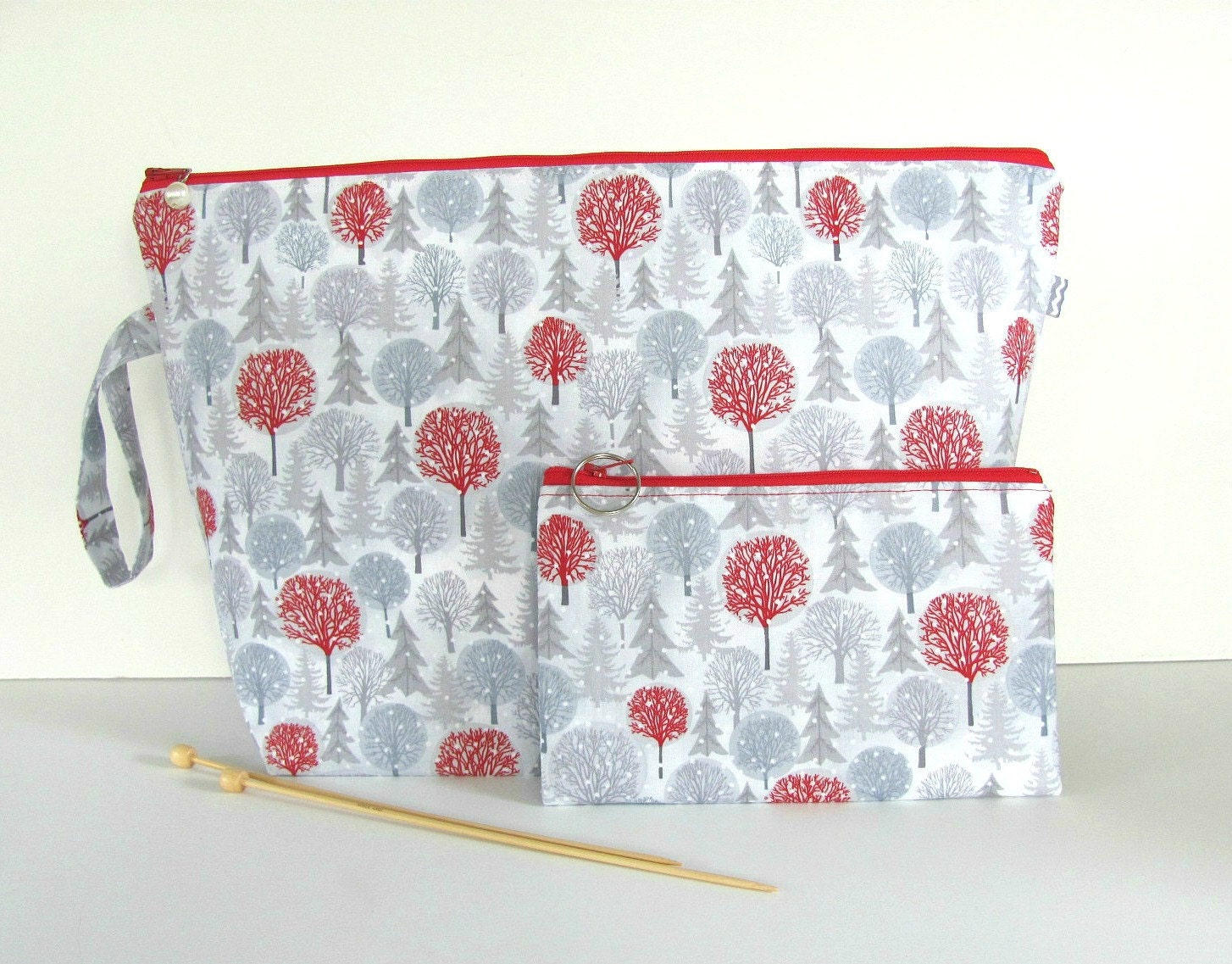 Large Knitting Project Bag with matching Zipper by FancyCuts