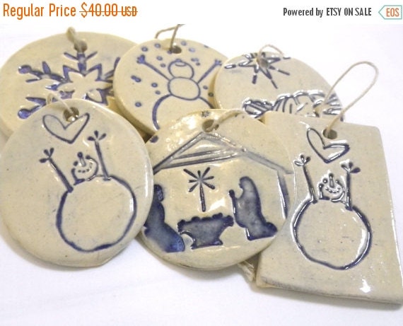 ON SALE Christmas Ornament or Gift Tag: by ChristieConeCeramics