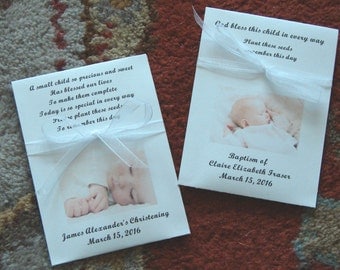 Customized Baby Baptism, Christening or Dedication Seed Packet Favors