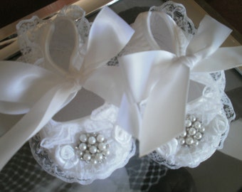 Satin White Baby Shoes ,Christening and Baptism, Crib Shoes, Newborn, Fancy Shoes, First Shoes, Elegant, Satin Shoes, Embellish Shoes, Shoes