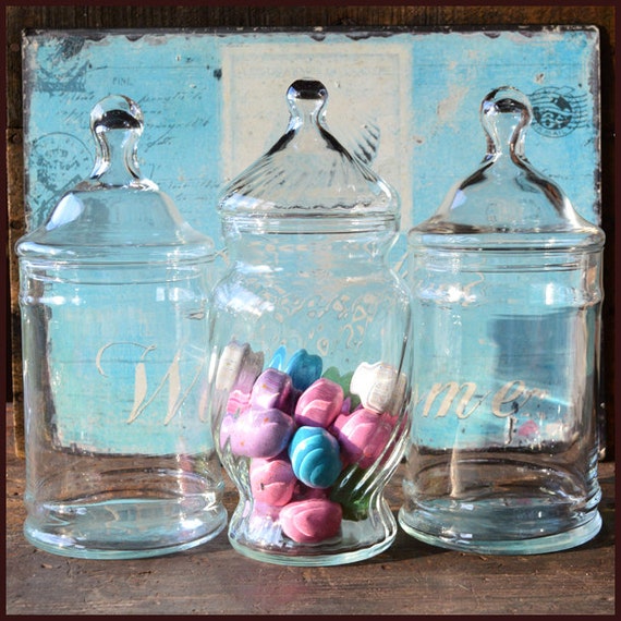 Vintage Apothecary Jars / Wedding Candy Buffet Jars / Wedding