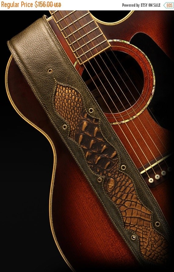 LAST CHANCE SALE Brown Leather Guitar Strap, Custom Guitar Strap with