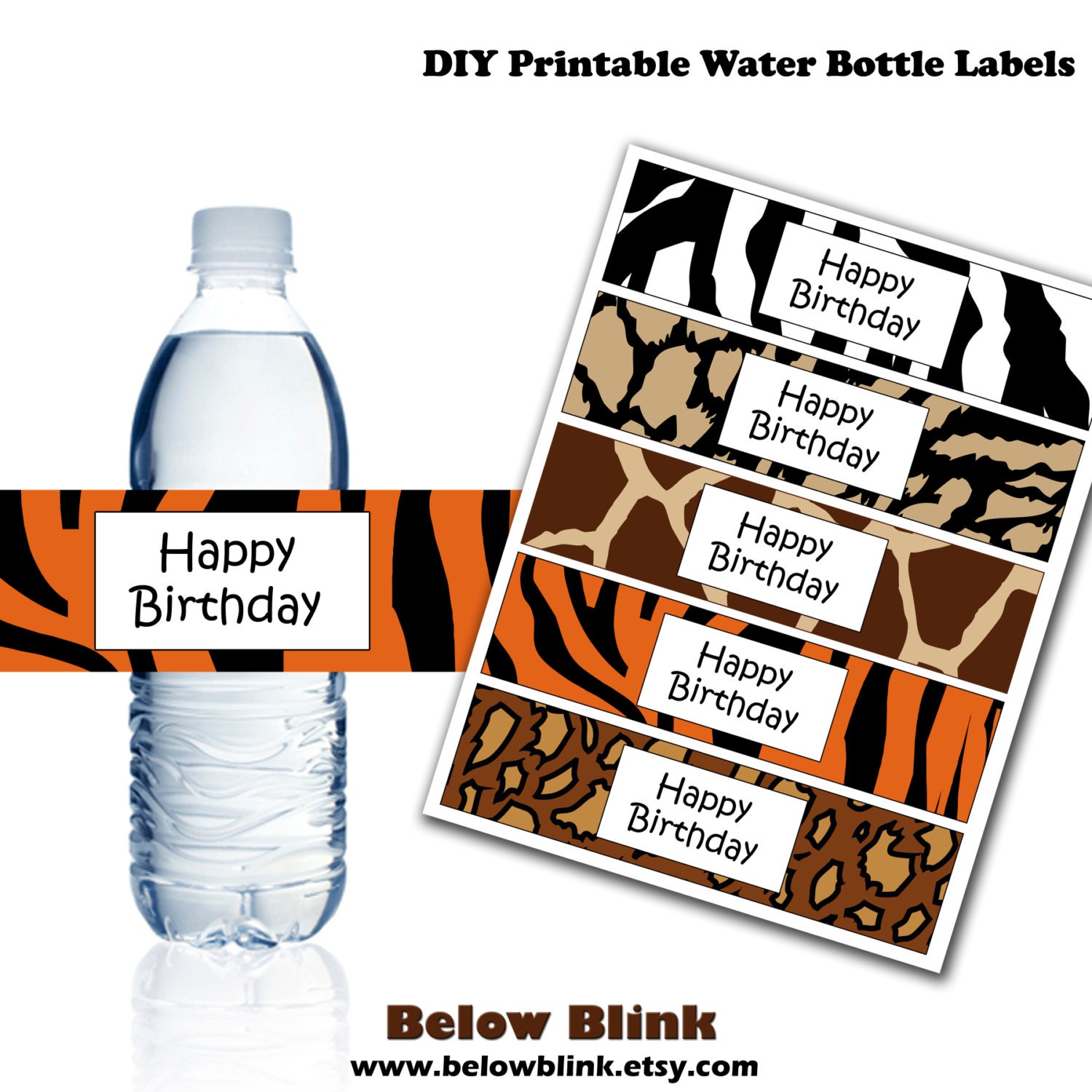 safari happy birthday water bottle labels jungle printable