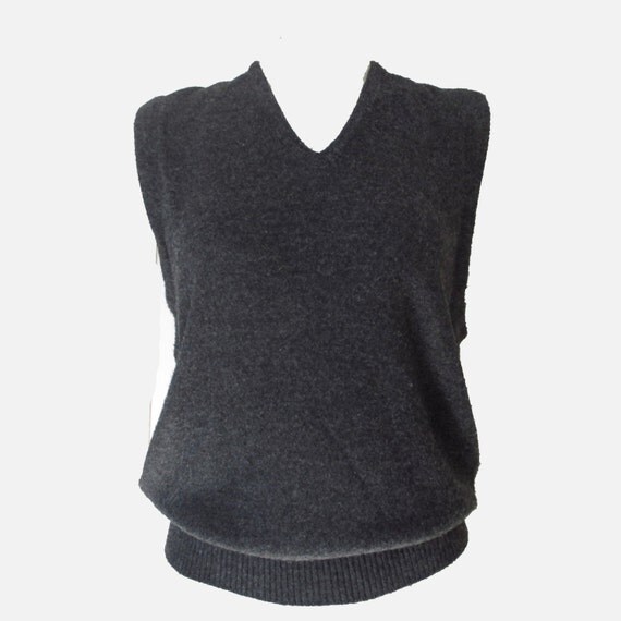 Men's Vintage Sweater Vest Dark Grey Orlon by LunaJunctionVintage