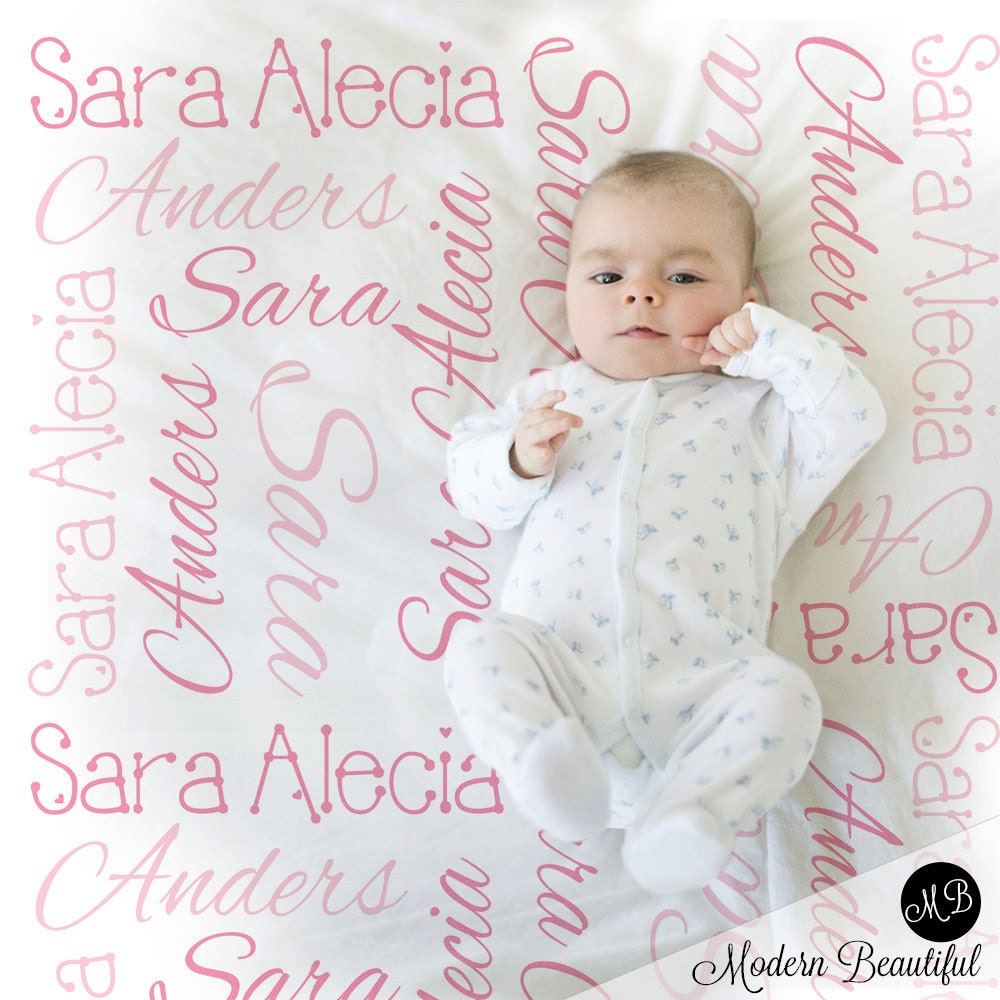 Download Baby Name Blanket in Pink personalized name blanket girl