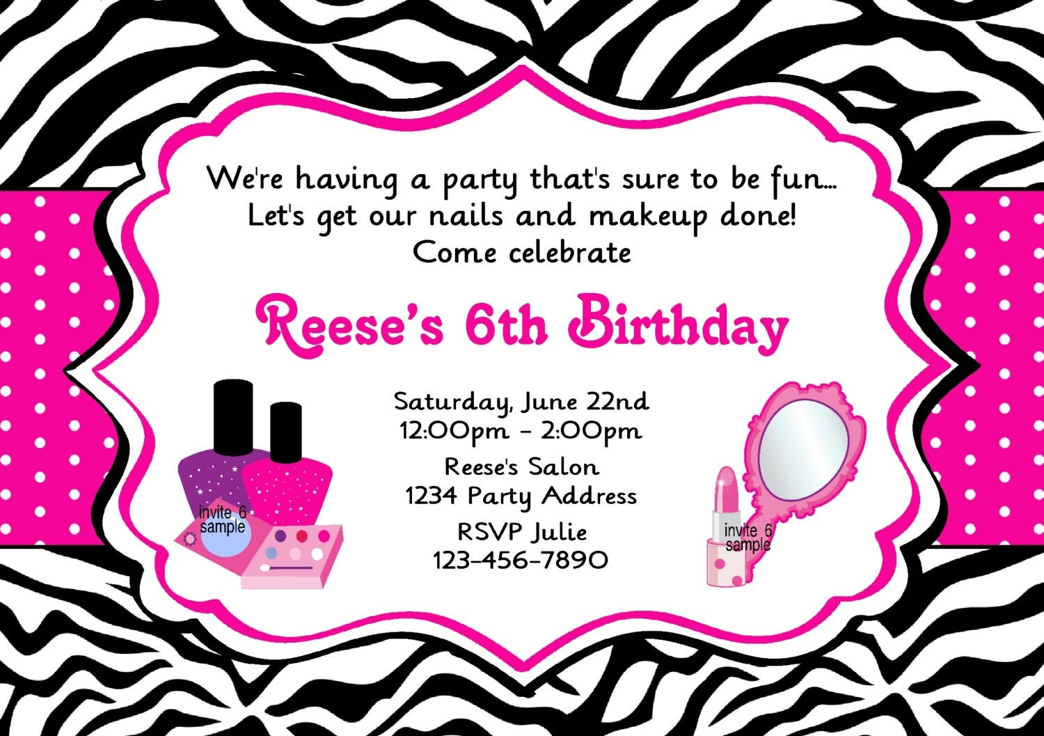 Nail Salon Birthday Party Invitations 6