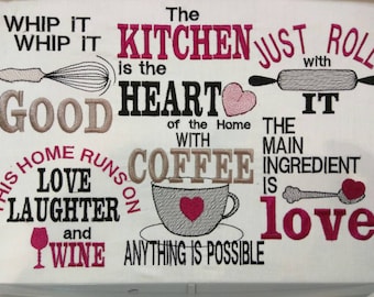 Kitchen cute quotes - machine embroidery designs - 4x4, 5x7 INSTANT DOWNLOAD