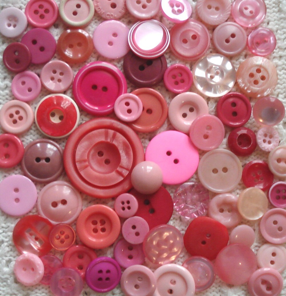 Pretty Pink Buttons Sewing Buttons Vintage Buttons Craft