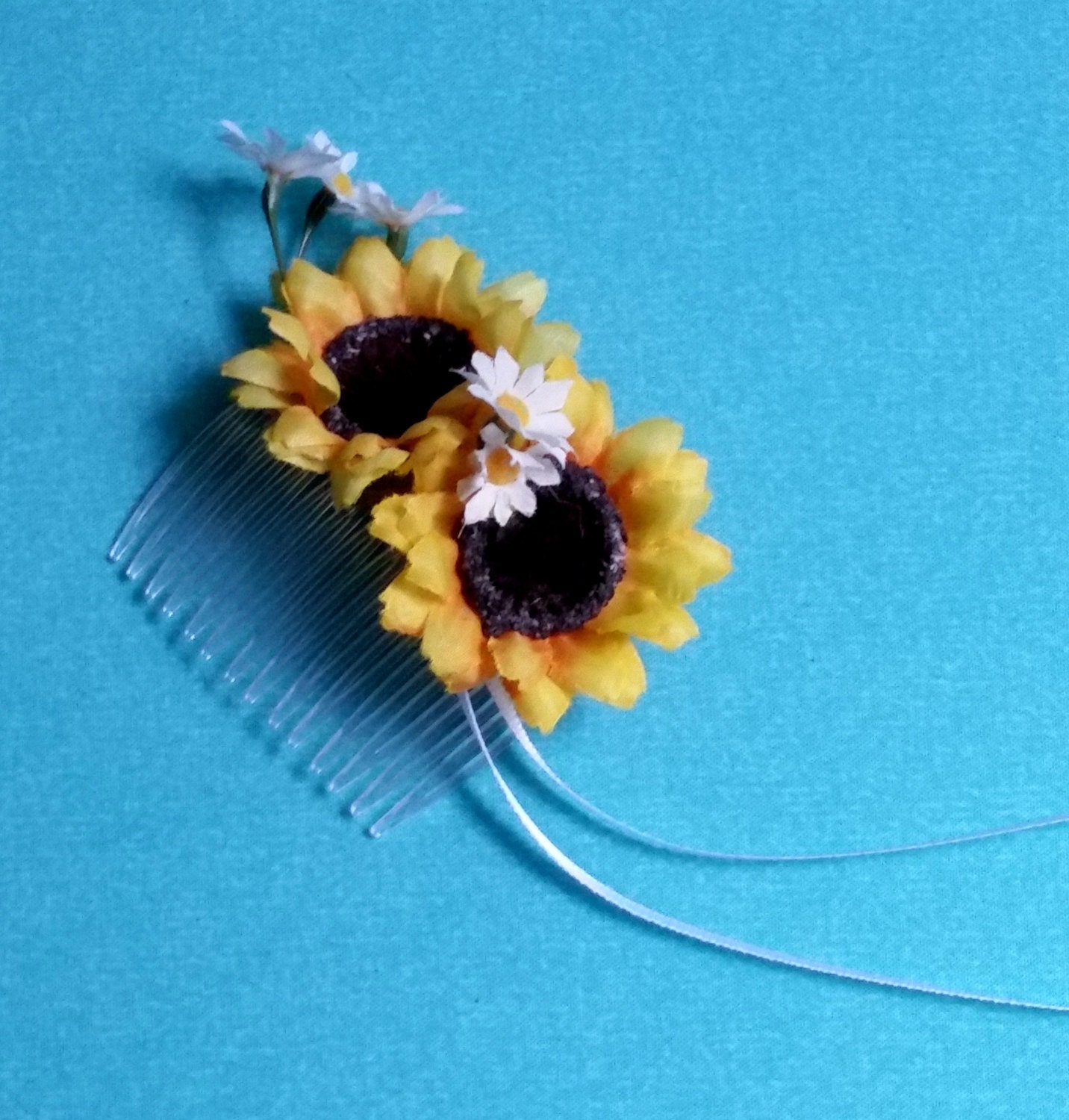 Daisy and Sunflower flower girl headpiece NEW bridesmaids comb