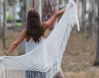 Cream Wraps Shawl Off white Ivory Shawl knitted shawl Off White Wraps Shawl Fringe Scarf Evening shawl Womens Clothing Accessories