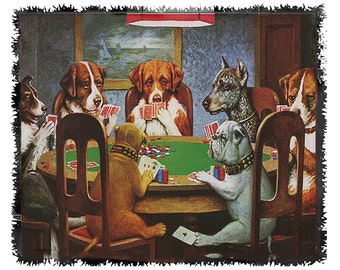 Dog poker tapestry | Etsy