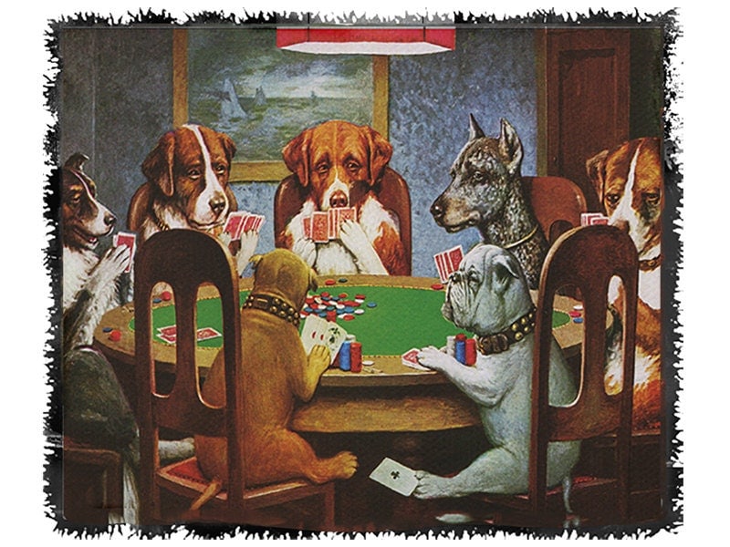 Dogs playing poker tapestry sale