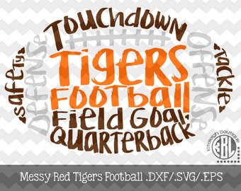 Messy Tigers Football design INSTANT DOWNLOAD in dxf/svg/eps for use with programs such as Silhouette Studio and Cricut Design Space